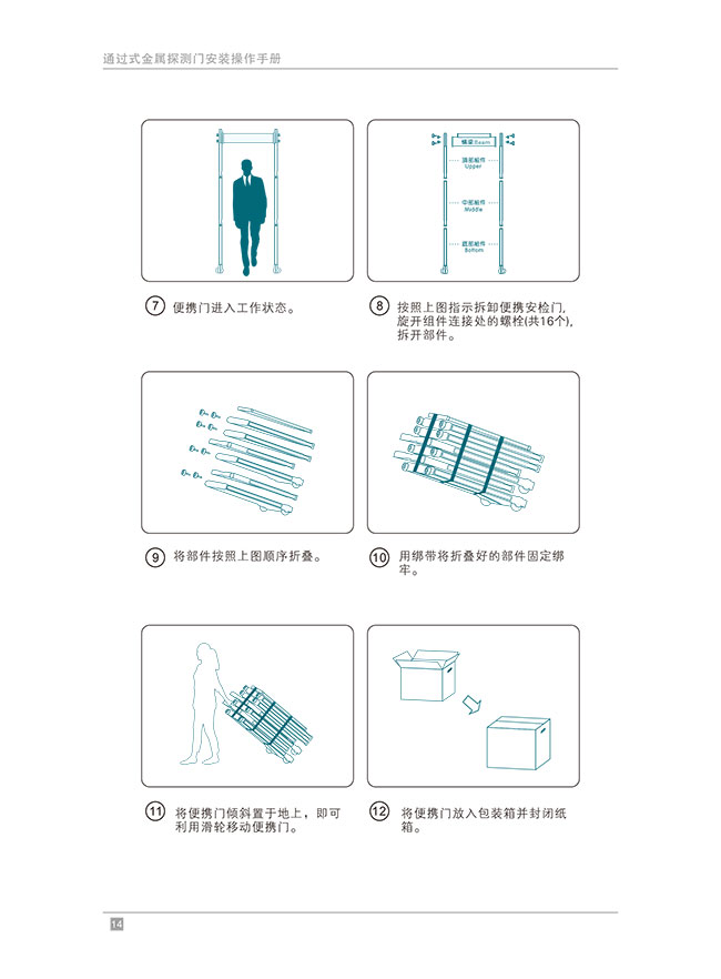 便攜式折疊金屬探測安檢門中文使用說明書-中安諧