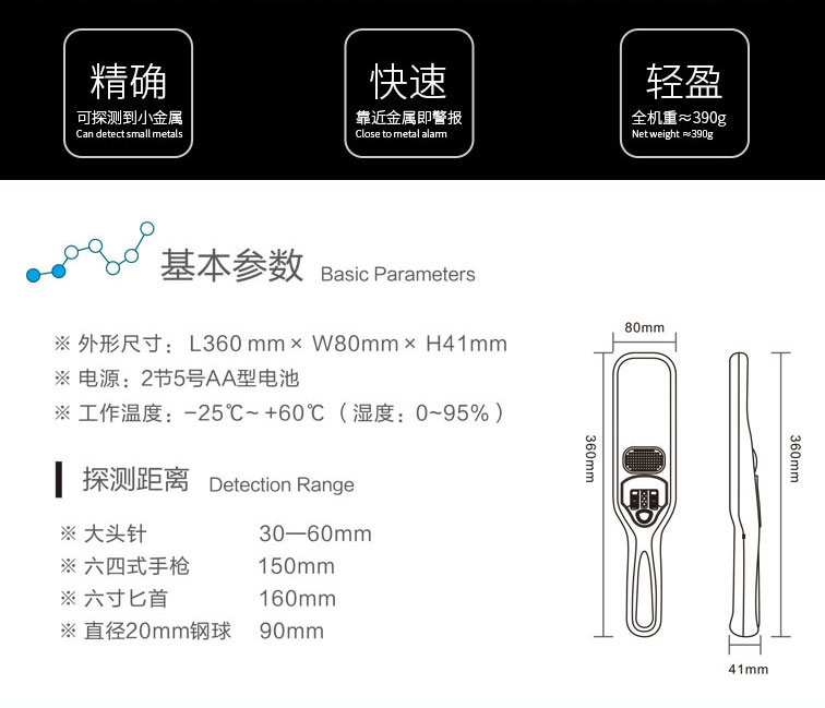 中安諧Z620S高精度手持式金屬探測器